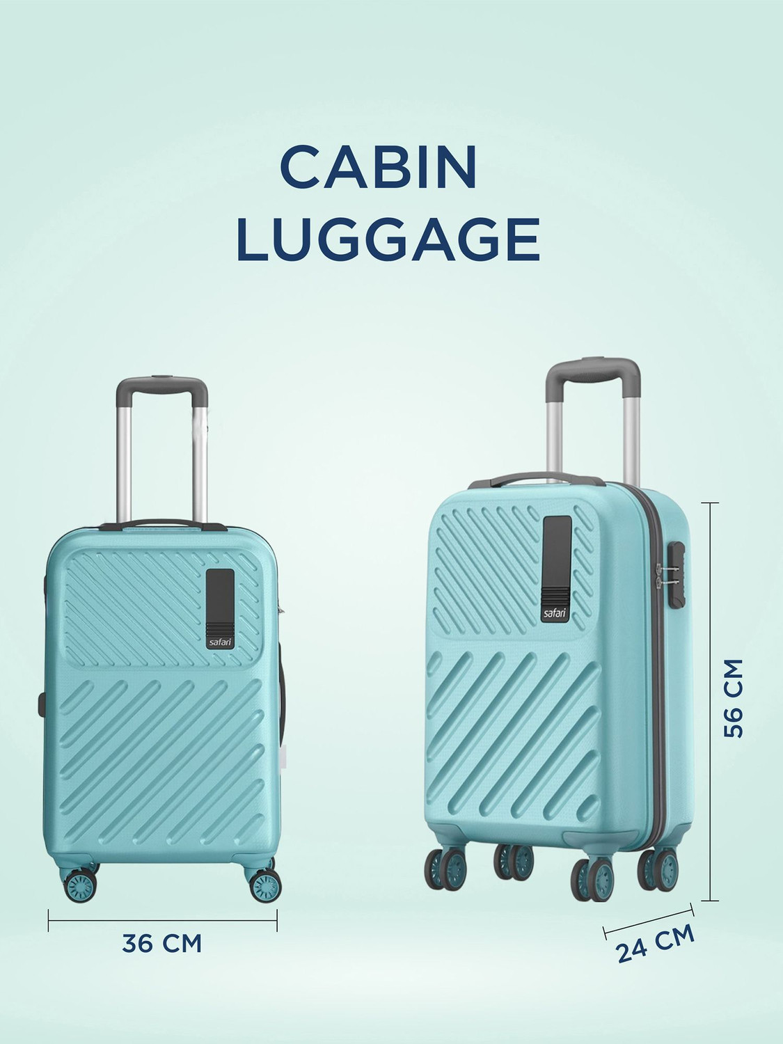 Image of SAFARI Small Cabin Suitcase (56 cm) 8 Wheels - ZODIAC 56 - Teal