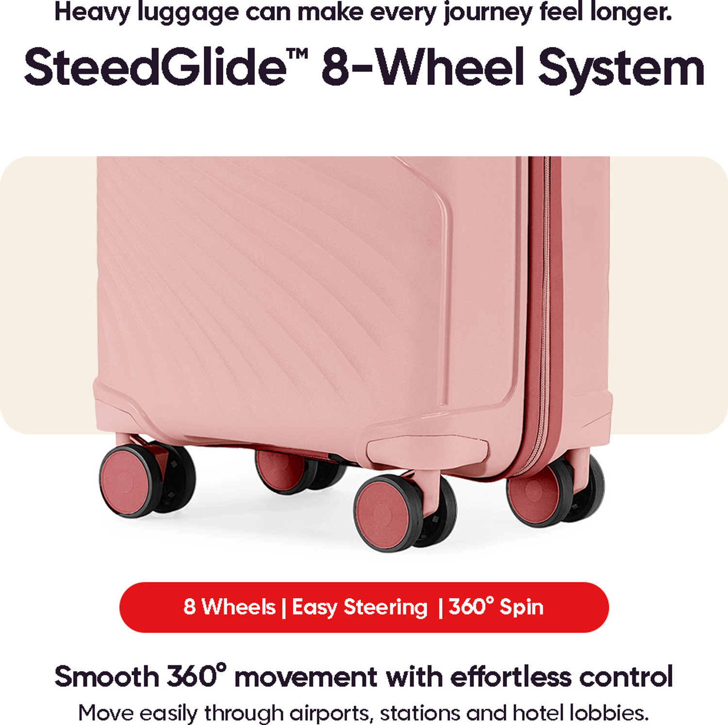 Image of LATTITUDE by Provogue MERIDIAN 55 /65 /75 8W BLOSSOM PINK /MEGENTA PINK Cabin & Check-in Set 8 Wheels - 28 inch