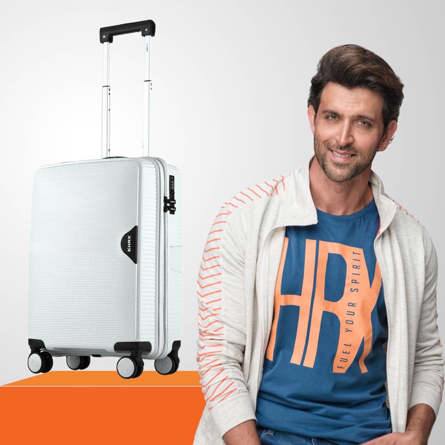 HRX Parabola 10 inch Grey Cabin Suitcase 8 Wheels - Image 2