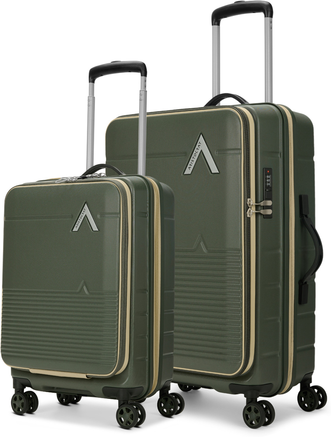 Image of ARISTOCRAT Orbit Plus Hard Side Laptop Compartment Trolley Bag With Combination Lock Cabin & Check-in Set 8 Wheels - 26 Inch