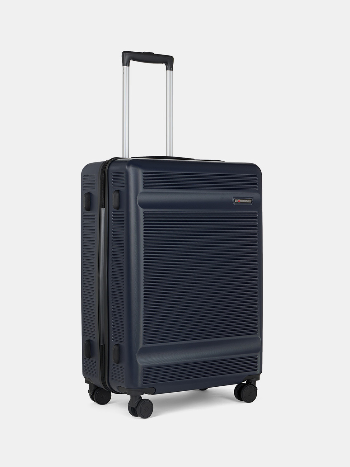 Image of SWISS MILITARY PASCAL Striped Polycarbonate Trolley Bag with Wet Pocket and Anti-Theft Zippers Check-in Suitcase 8 Wheels - 24 inch