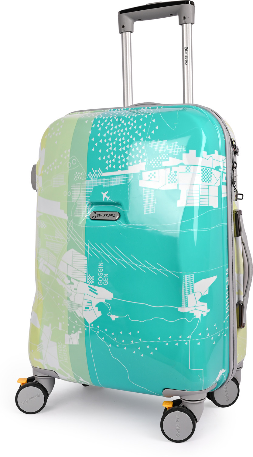 Image of Swiss Era Shelton Printed Polycarbonate Luggage Trolley Suitcase Cabin Suitcase 8 Wheels - 20 inch