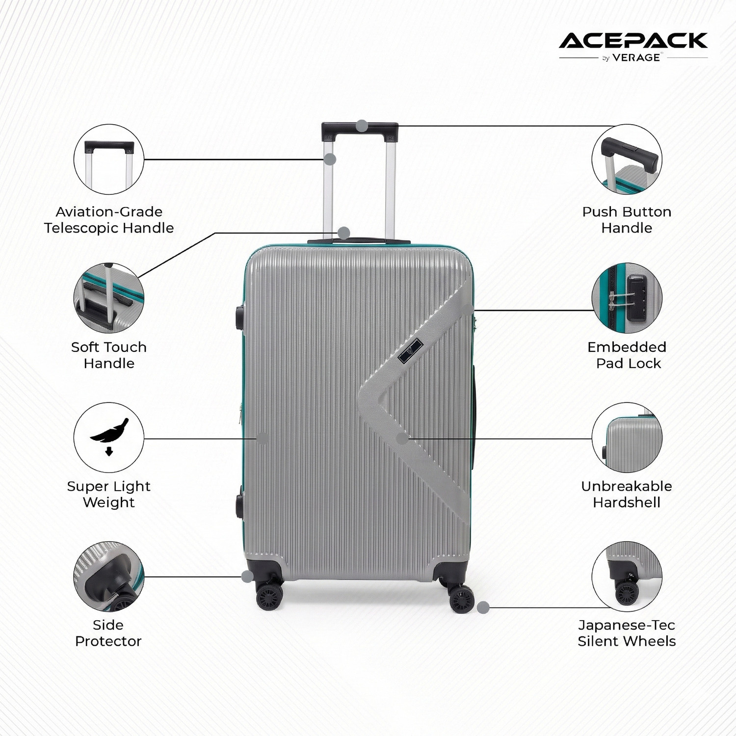 Image of ACEPACK Brampton Cabin & Check-in Set 8 Wheels - 28 inch