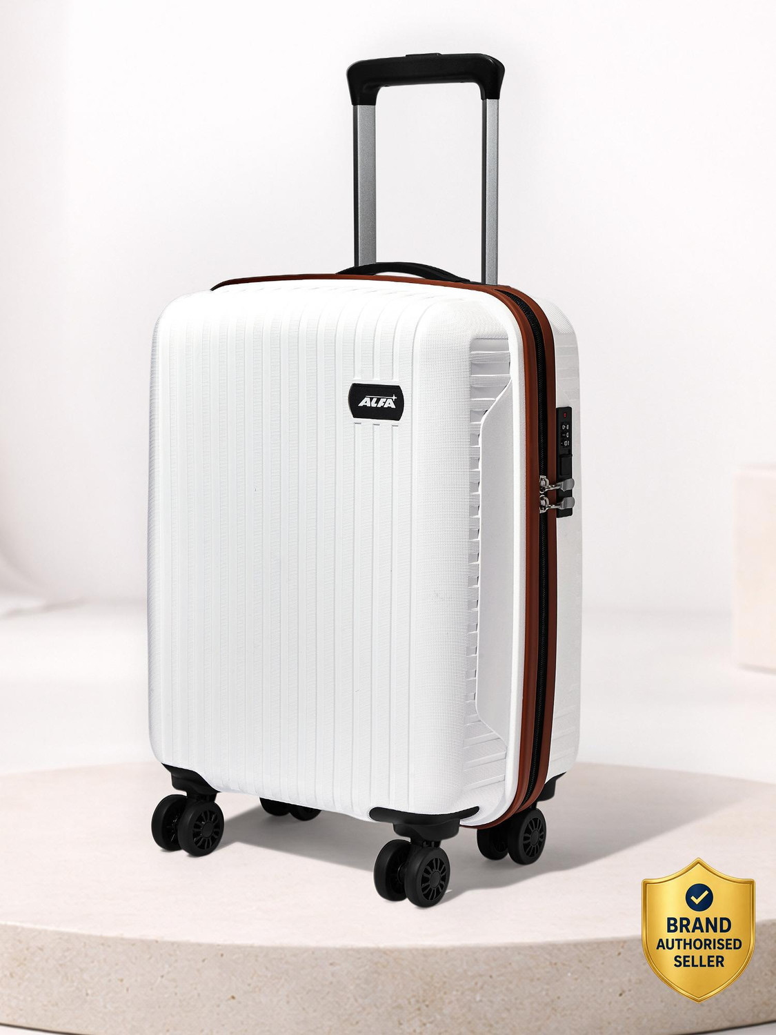 Image of ALFA by VIP Excel Secure Hard Side Luggage | Trolley Bag With Flushed Combination Lock Cabin Suitcase 8 Wheels - 21 Inch