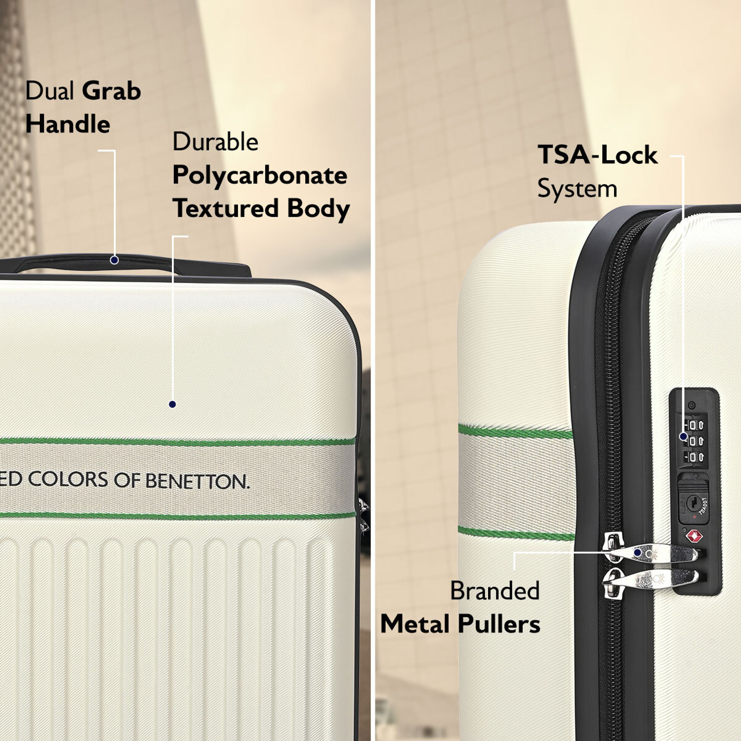 Image of United Colors of Benetton Ionic Cabin Suitcase 8 Wheels - 22 Inch