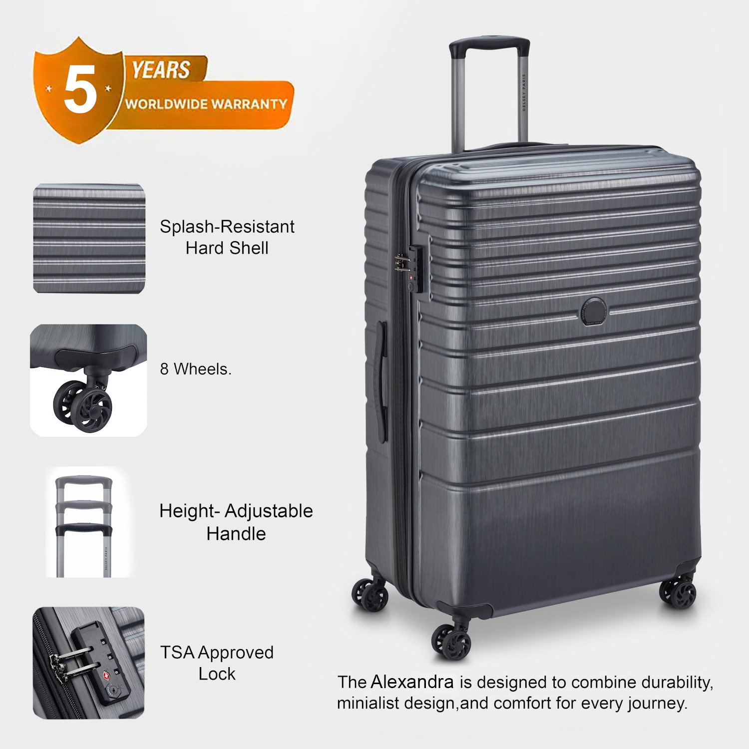 Image of DELSEY PARIS ALEXANDRA Expandable Check-in Suitcase 8 Wheels - 28 Inch