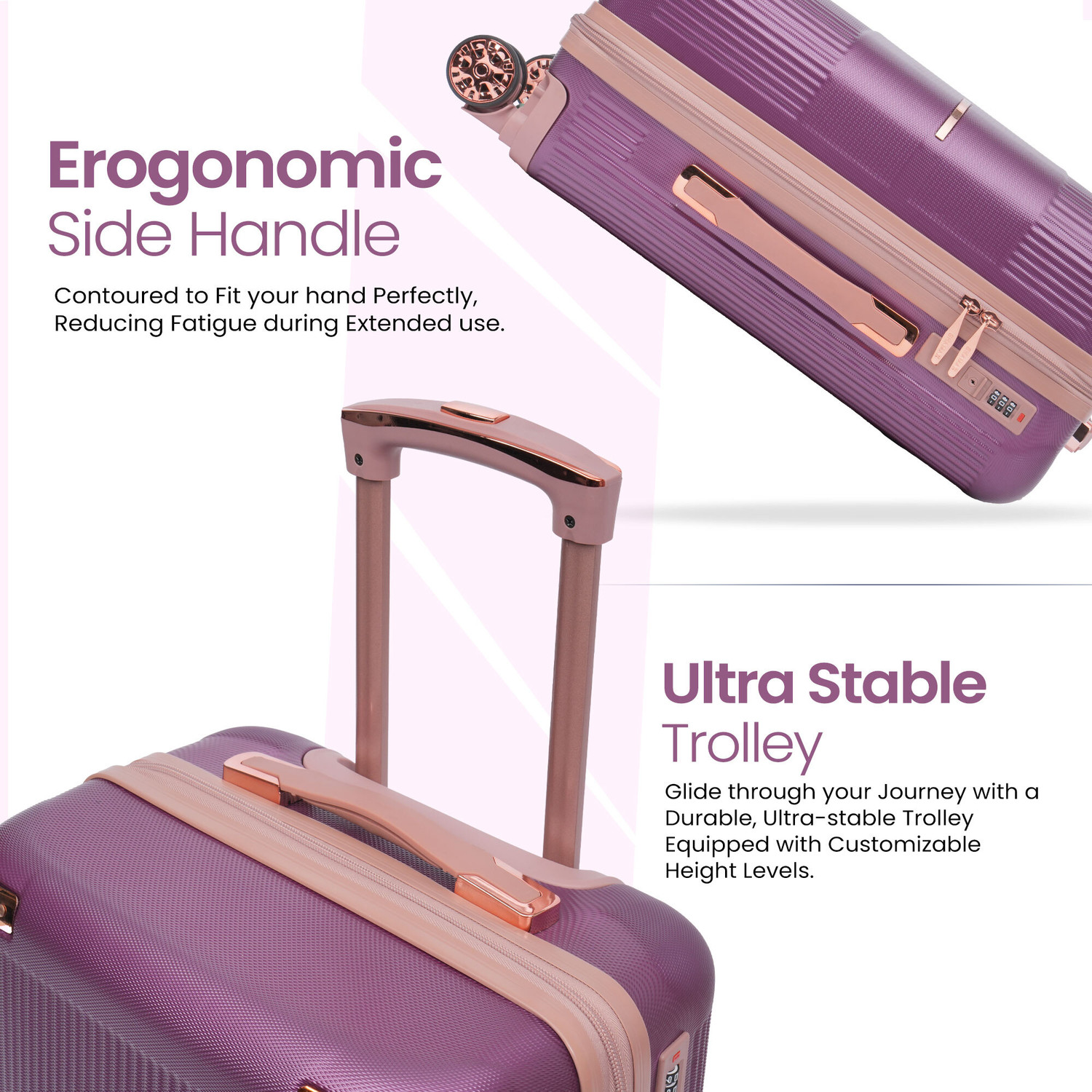 Image of Shamax Hard Shell Trolley Bag TSA Lock 360 Wheels Travel Suitcase for Men & Women Expandable Cabin Suitcase 8 Wheels - 24 inch