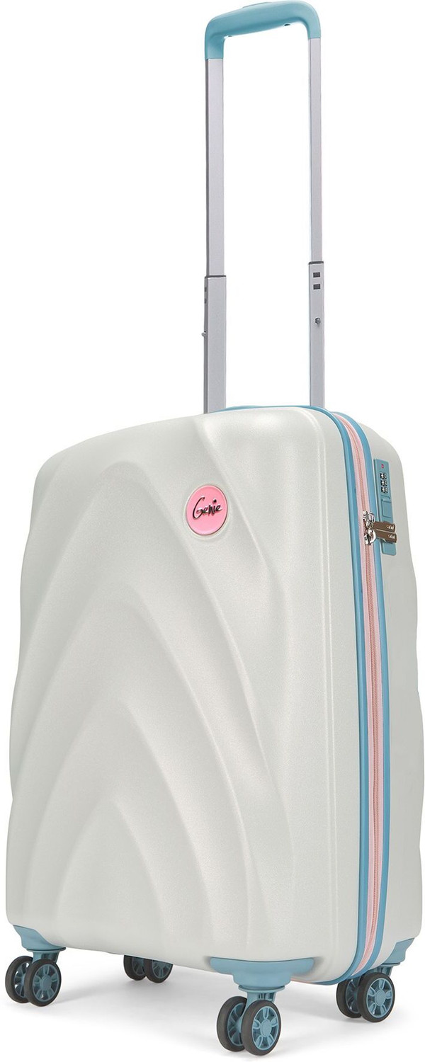 Image of Genie by Safari Daze Hard Luggage with Organized Interiors and Dual Wheels - Cabin - Cloud Grey Cabin Suitcase 8 Wheels - 22 inch