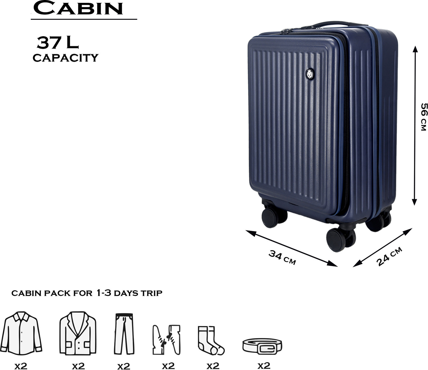 Image of ROYALME AXION- Laptop Trolley Bag | Lightweight Hard Shell Premium Luggage Cabin Suitcase 8 Wheels - 22 inch