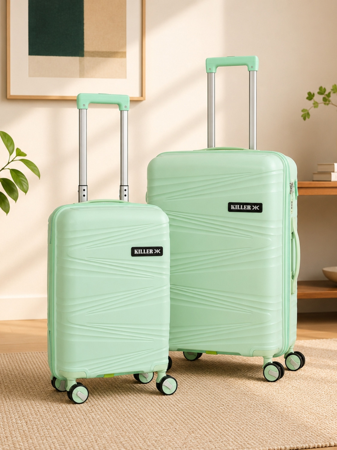 Image of KILLER Hard Sided Spinners, Expandable Travel & Luggage Bags Trolley Bag Expandable Cabin & Check-in Set 4 Wheels - 24 inch