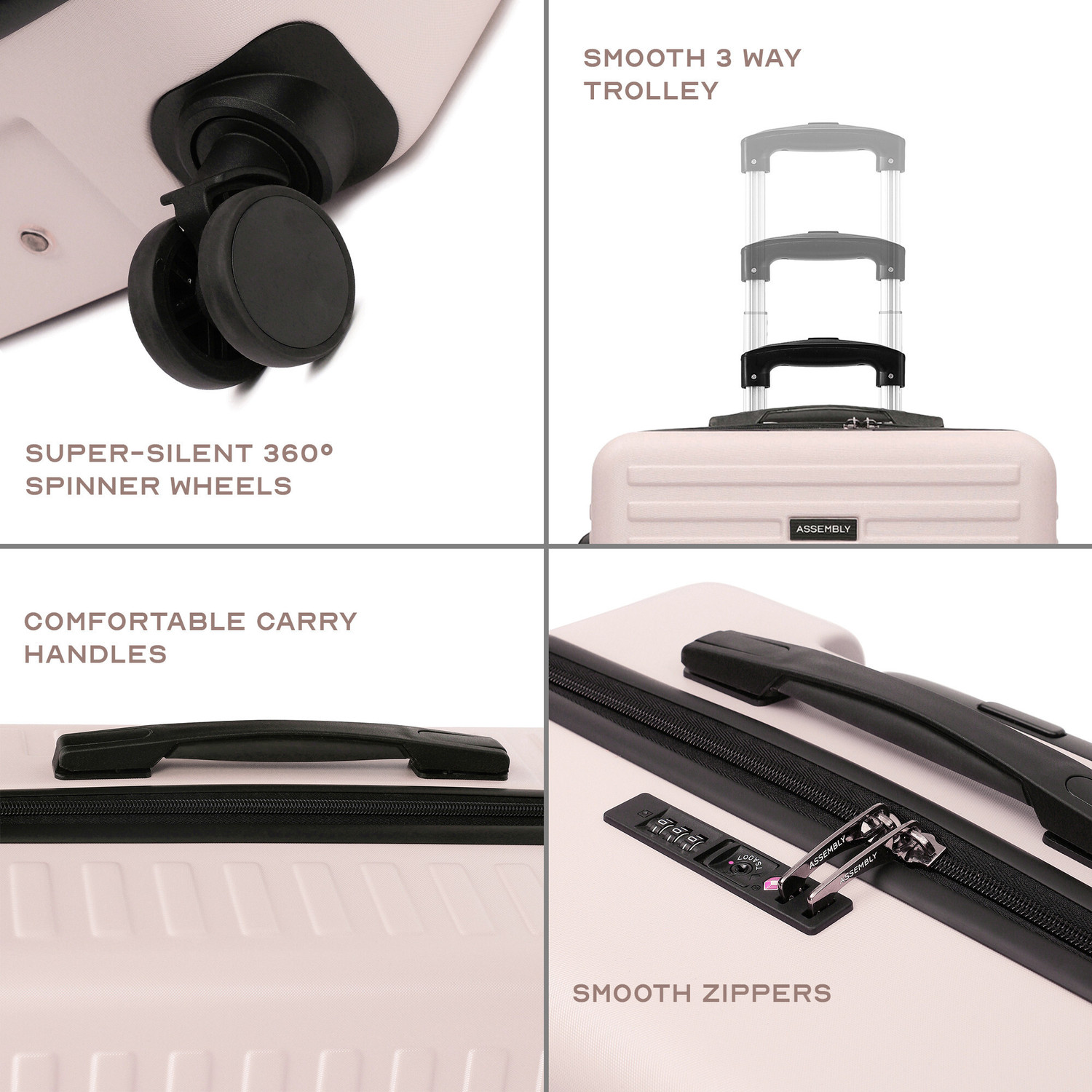 Image of Assembly Premium Hard-Sided Luggage Trolley (Complimentary Packing Aids) - Desert Ivory Check-in Suitcase 4 Wheels - 28 inch