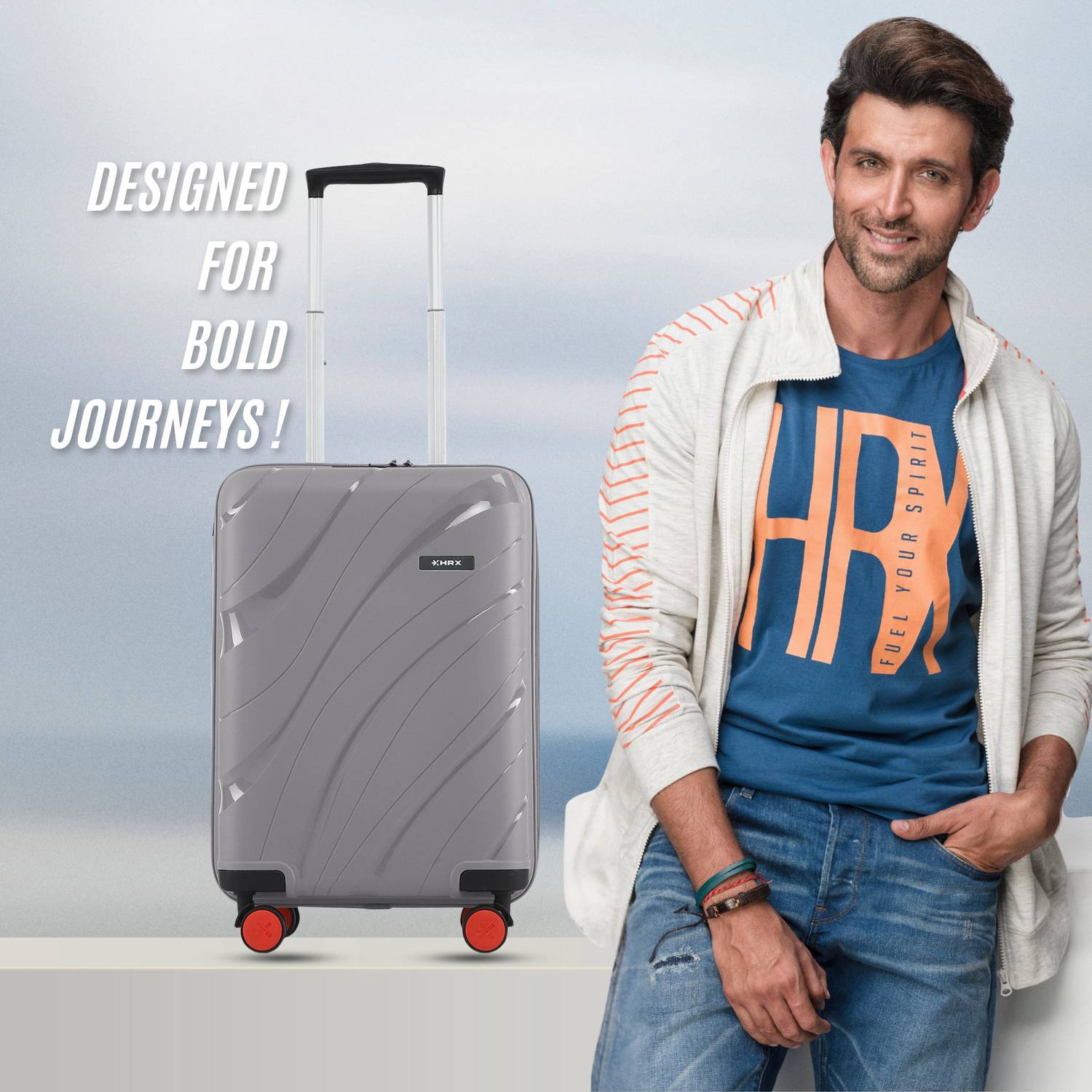 HRX Madrid 8 Wheels 22 inch Suitcase - Gray - Image 2