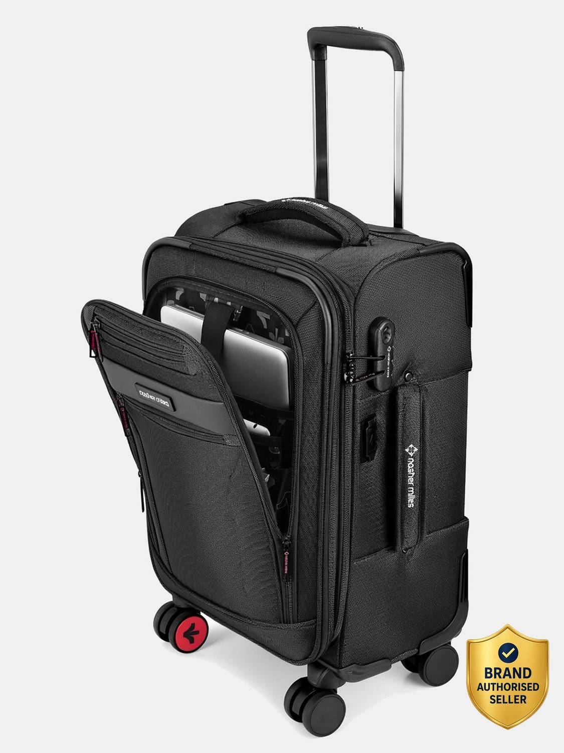 NASHER MILES Berlin Expander Soft-Sided Polyester 20 Inch Lightweight Travel Trolley Bag Expandable Cabin Suitcase 8 Wheels - 20 inch