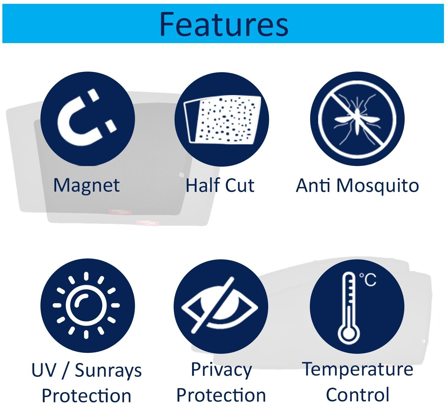 Image of Kingsway Side Window, Rear Window Sun Shade For Toyota Etios