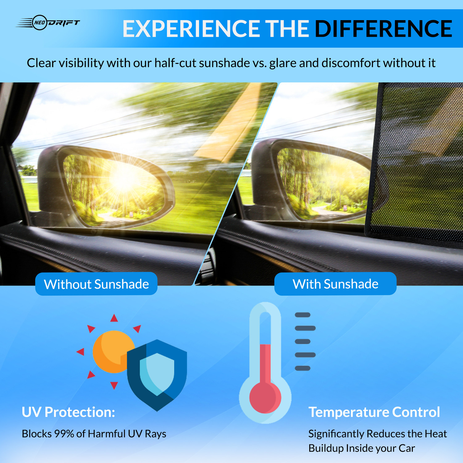 Image of Neodrift Side Window Sun Shade For Tata Nexon