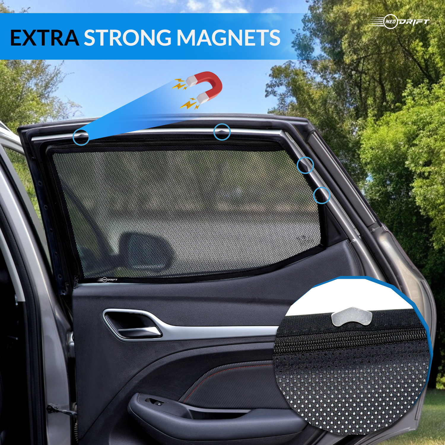 Image of Neodrift Side Window Sun Shade For Tata Nexon