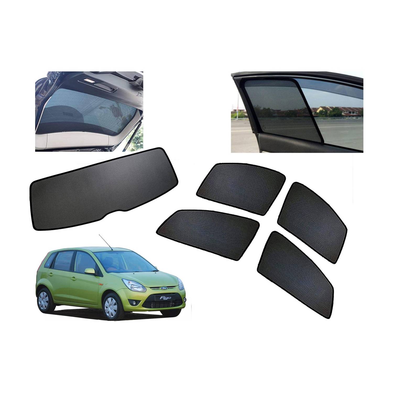 AUTO PEARL Side Window, Rear Window Sun Shade For Ford Figo