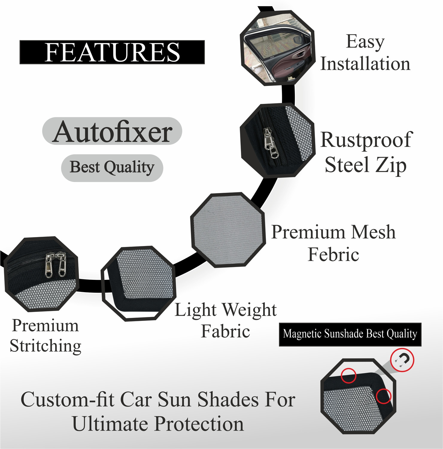 Image of AUTOFIXER Side Window Sun Shade For Tata Harrier