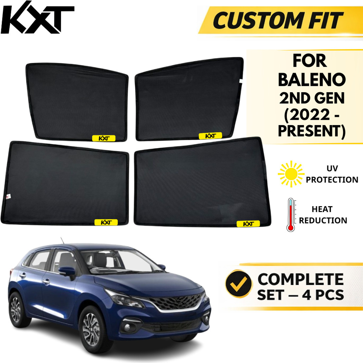 Image of Kxt Side Window Sun Shade For Maruti Suzuki Baleno