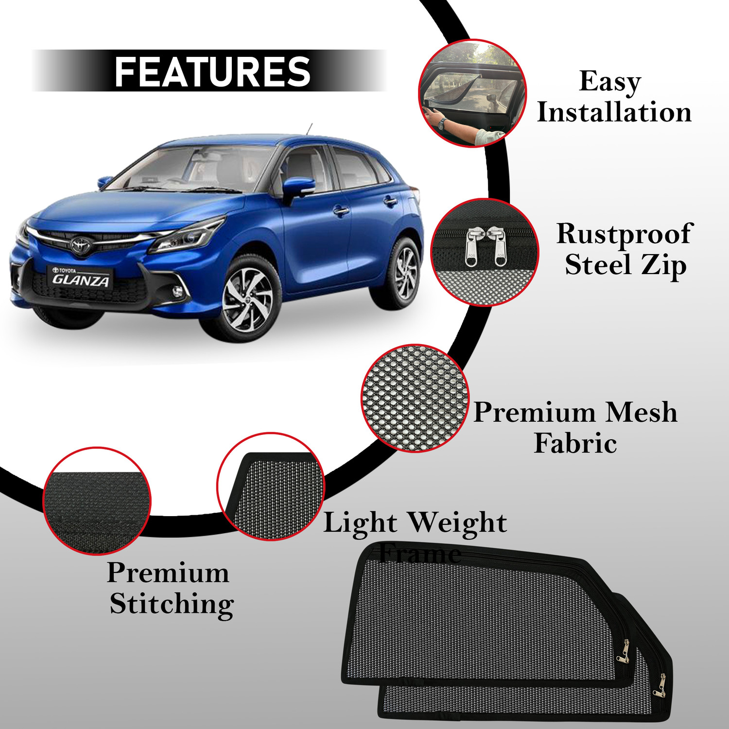 Image of autoluxer Side Window Sun Shade For Toyota Glanza