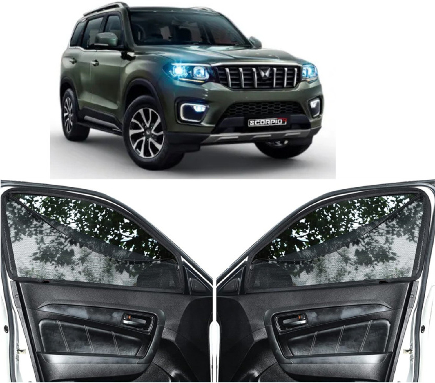 Image of GATIMAN Rear Window, Side Window Sun Shade For Mahindra Scorpio N