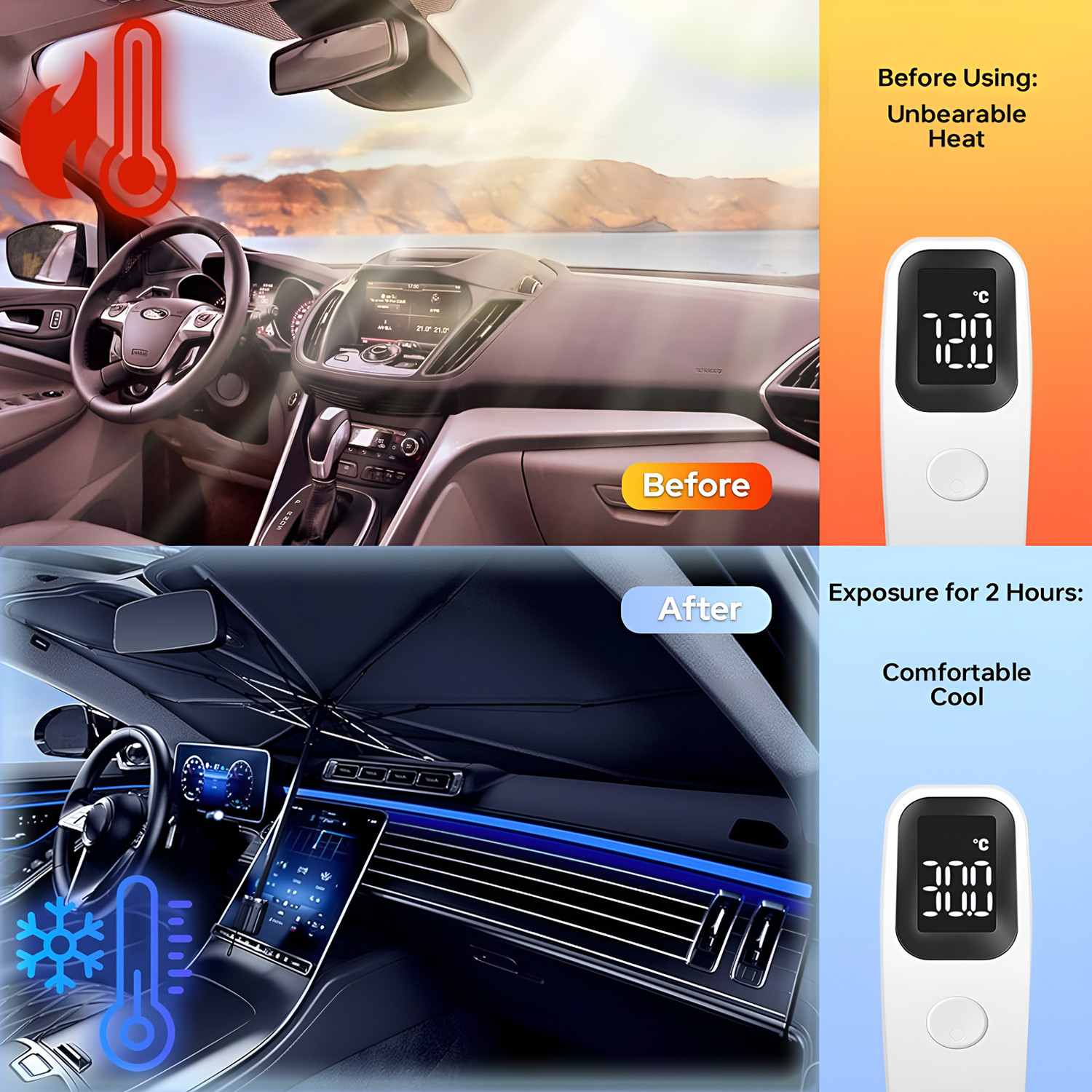 Image of Wagzo Windshield Sun Shade For Universal For Car Universal For Car