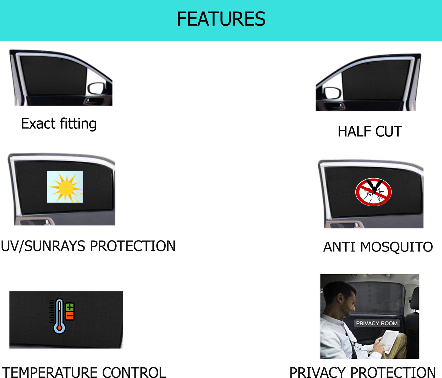 Image of DreamRow Side Window Sun Shade For Tata Punch