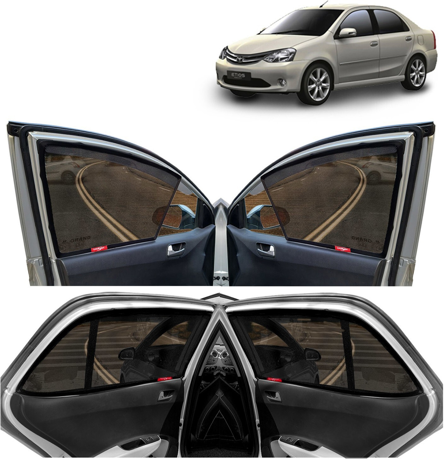 Image of Kingsway Side Window, Rear Window Sun Shade For Toyota Etios