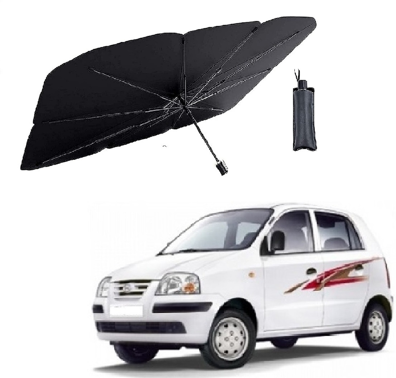 Image of drivedecor Windshield Sun Shade For Hyundai Santro Xing