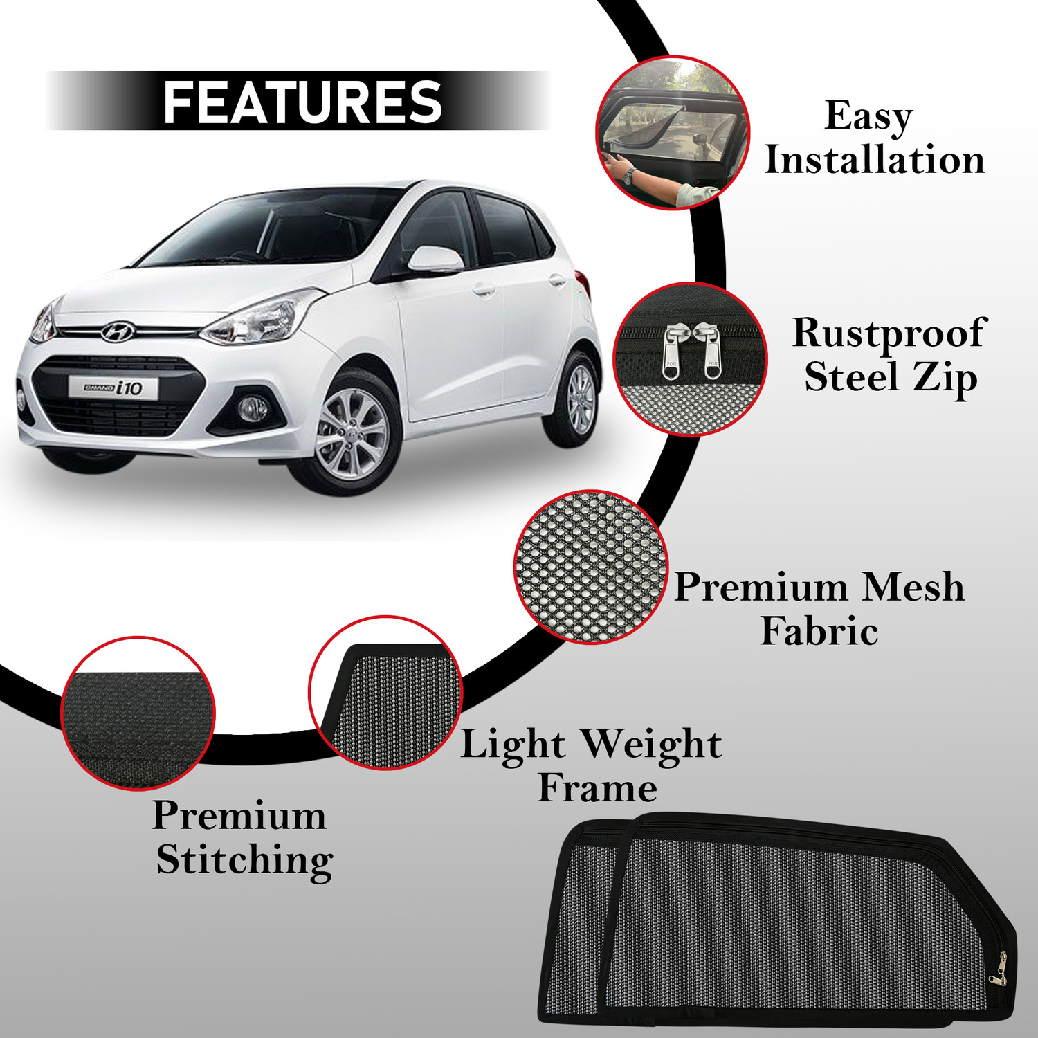 Image of autoluxer Side Window Sun Shade For Hyundai Grand i10