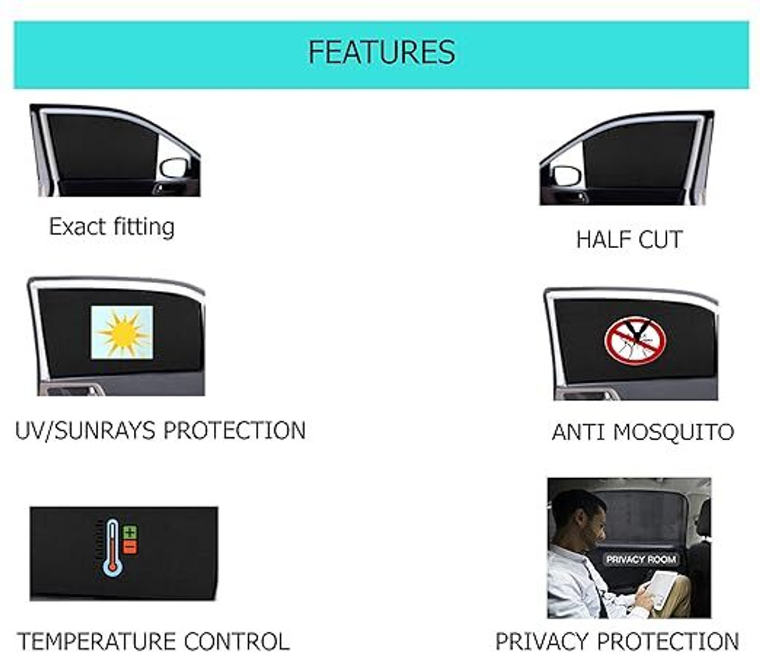 Image of AUTOFIXER Side Window Sunshade For Exter Z-Black Car Curtain