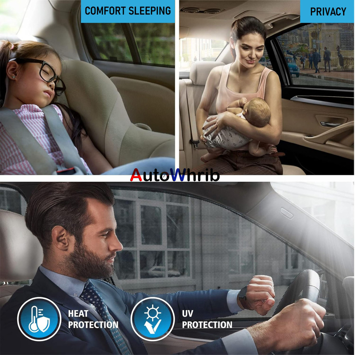 Image of Autowhrib Side Window Sun Shade For Chevrolet Enjoy