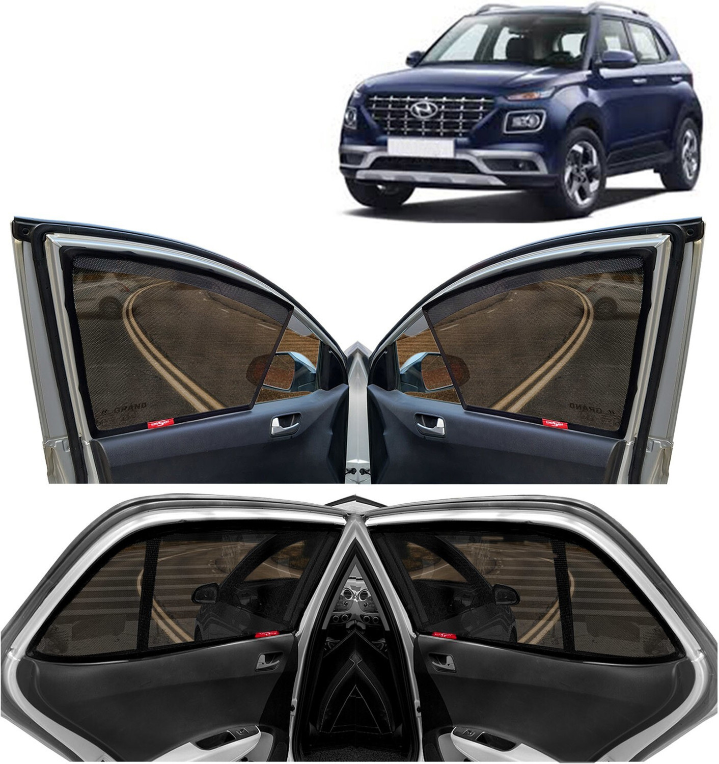 Image of Kingsway Side Window, Rear Window Sun Shade For Hyundai Venue