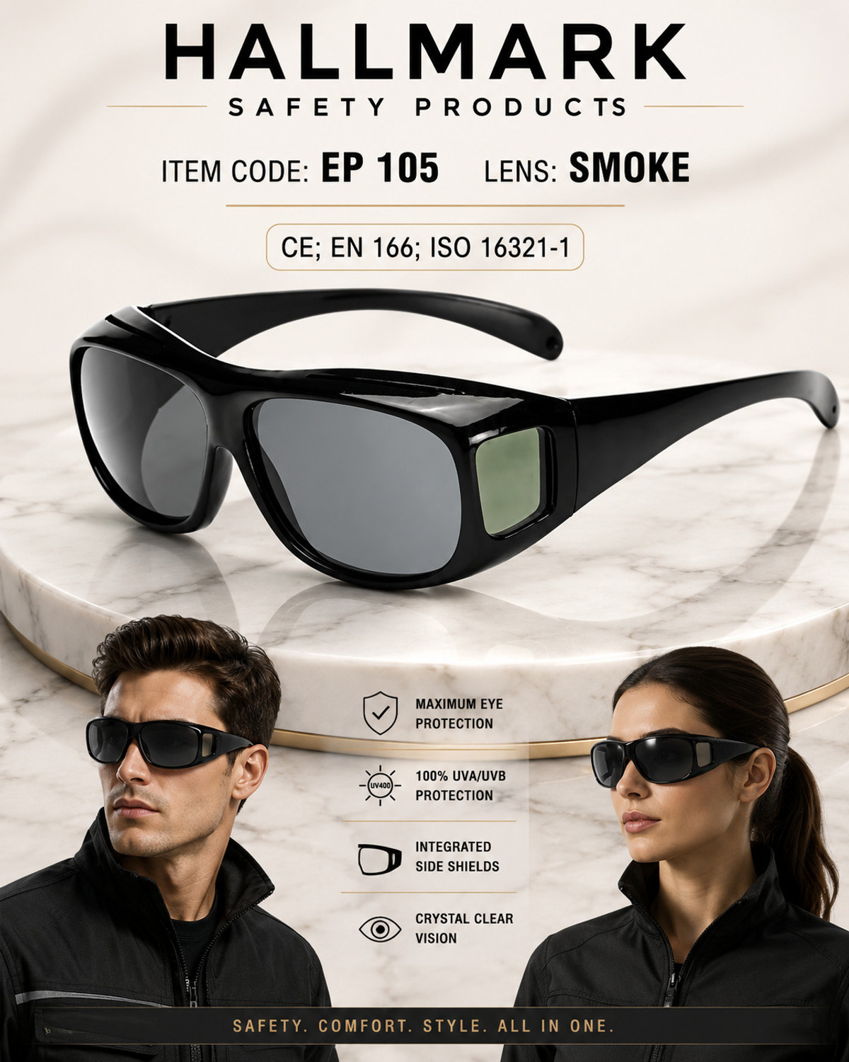 Image of Hallmark Night Vision, Polarized, Riding Glasses, Toughened Glass Lens, UV Protection, Others Wayfarer, Retro Square, Rectangular, Spectacle Sunglasses (80) (For Men & Women, Grey)