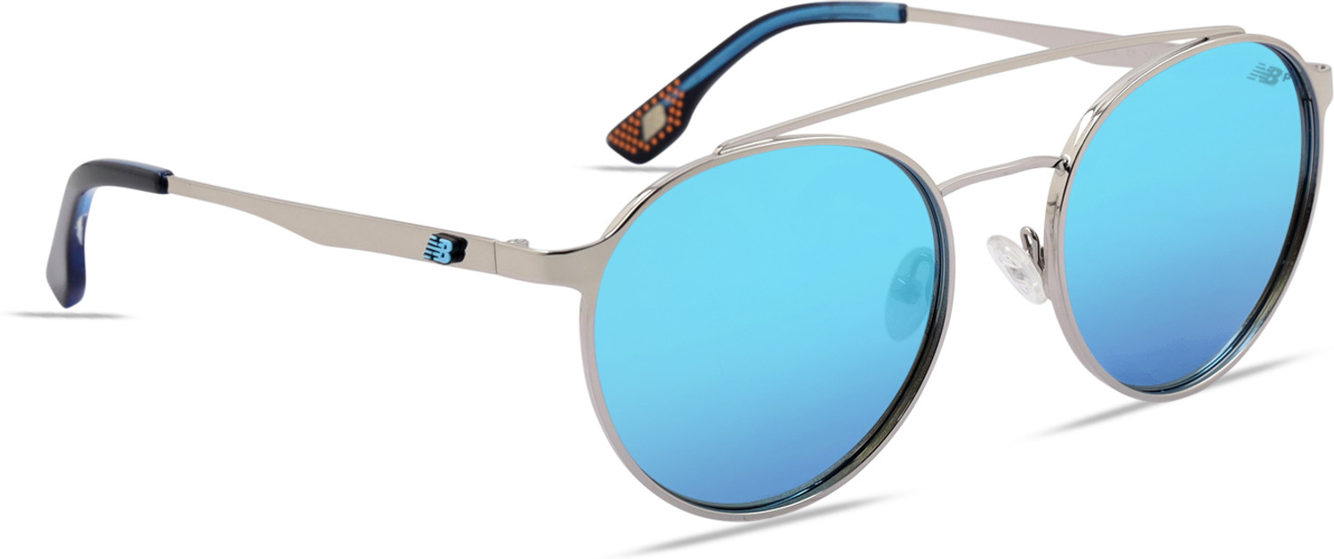 Image of New Balance UV Protection Round Sunglasses (53) (For Men, Blue)