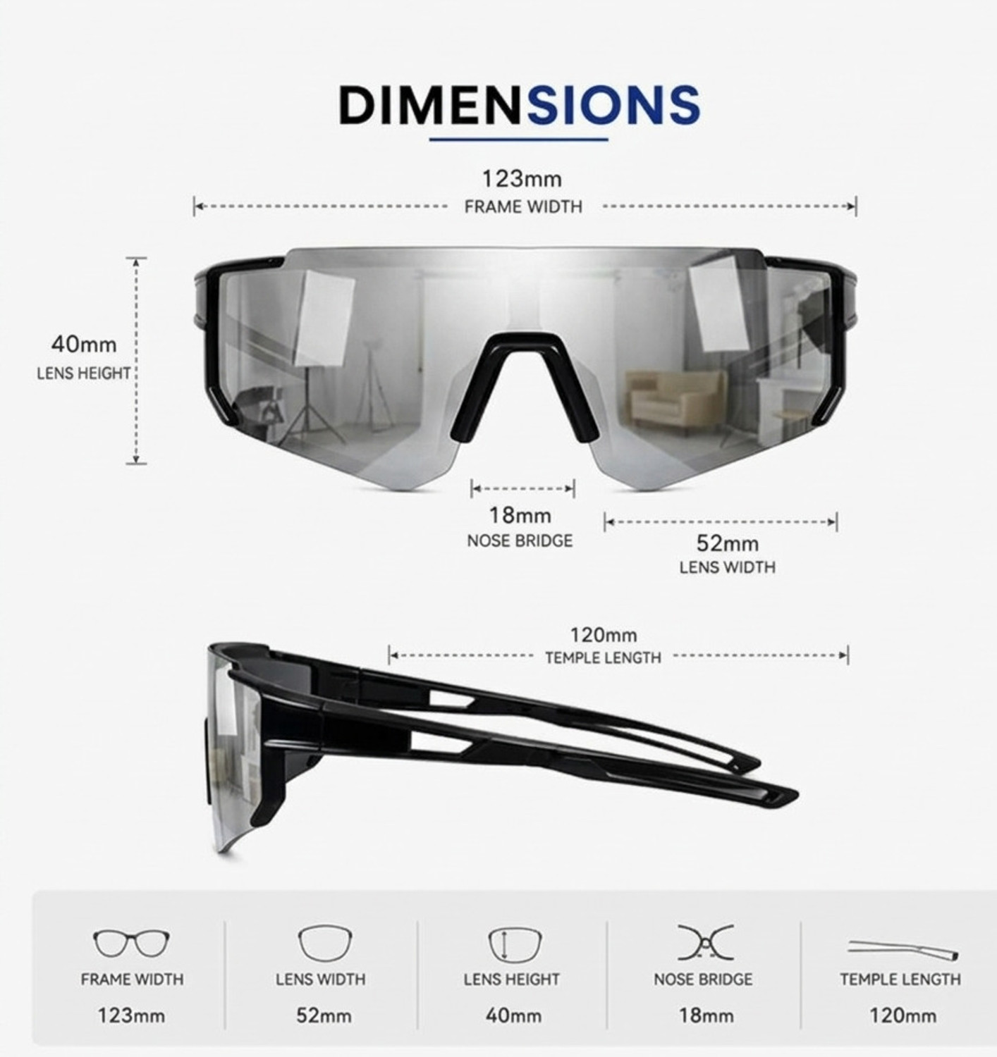 Image of Sinf Enterprises Mirrored, Riding Glasses, UV Protection Shield, Round, Spectacle, Wrap-around, Sports Sunglasses (Free Size) (For Men & Women, Silver)