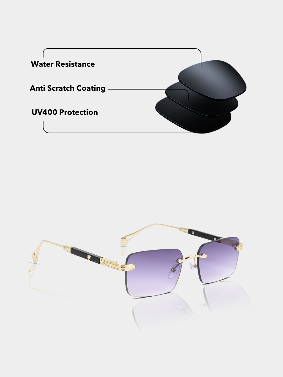 Image of MOONX Rectangular Sunglasses