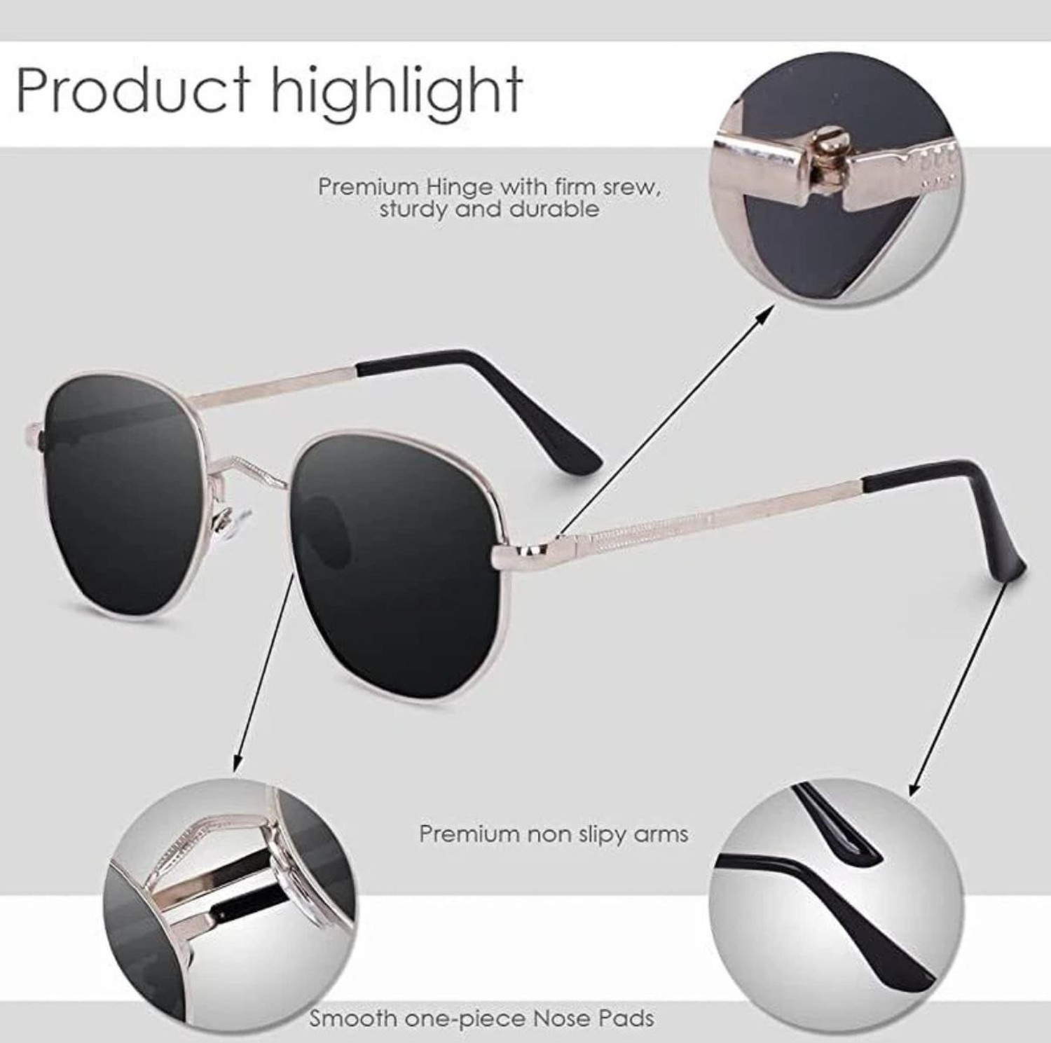 Image of spectaswag UV Protection, Toughened Glass Lens, Others Round Sunglasses (Free Size) (For Men & Women, Black)