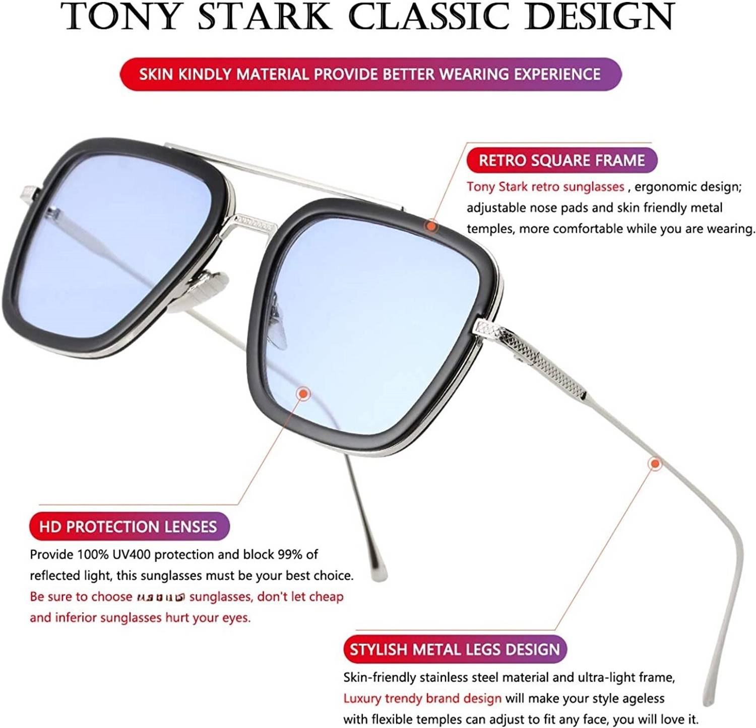 Legend Eyewear Retro Square Sunglasses - Image 3