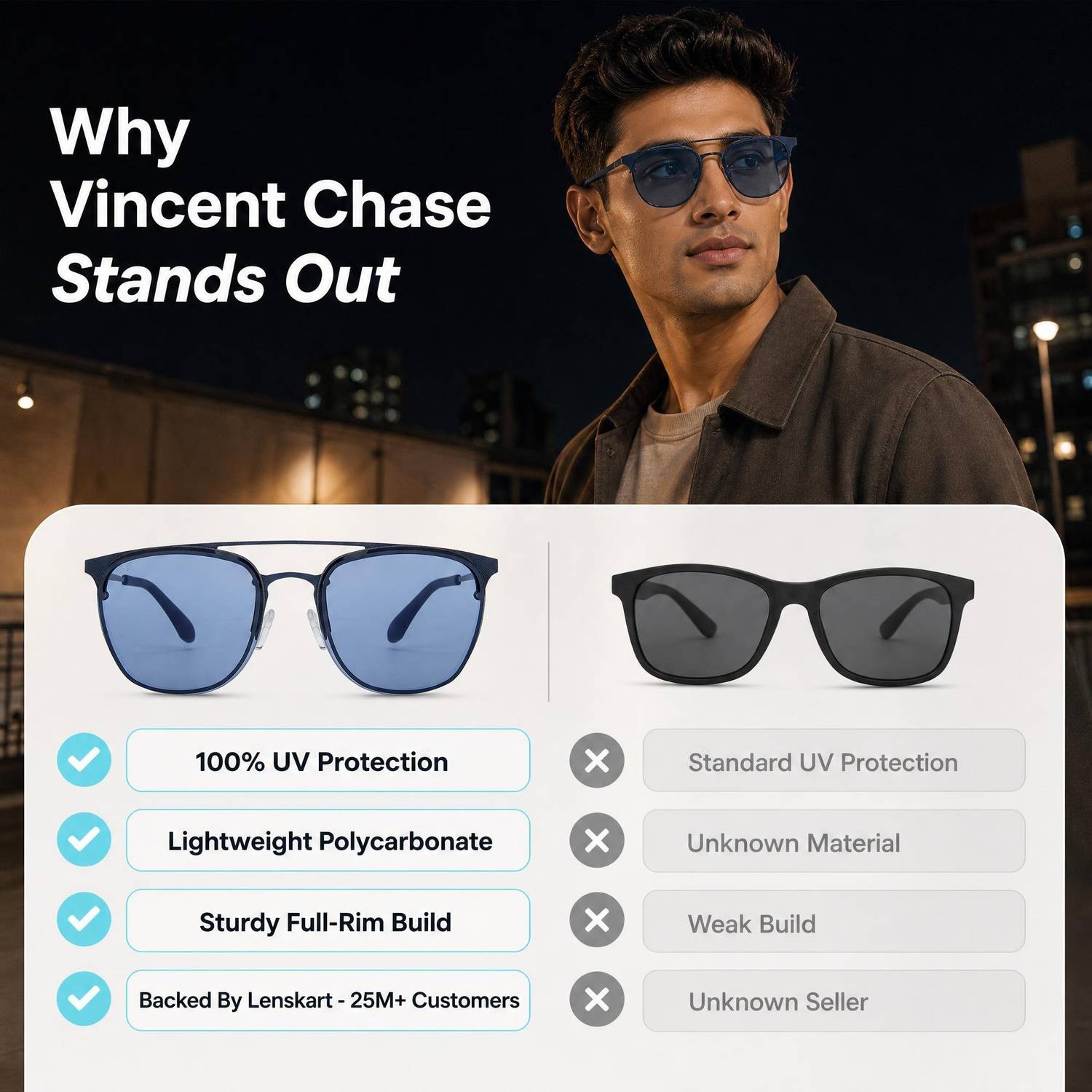 VINCENT CHASE Clubmaster Sunglasses - Image 3