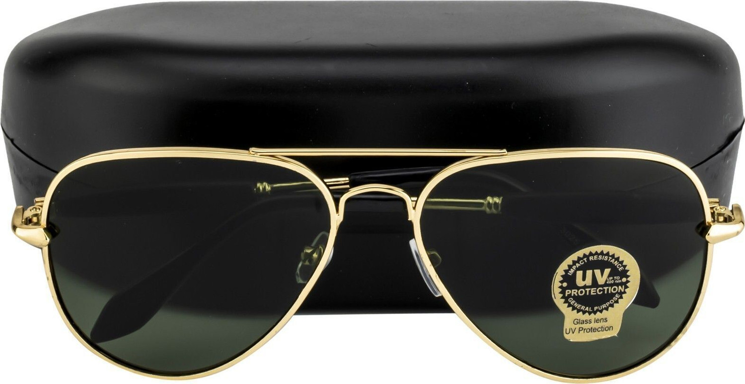 Image of Fair-x UV Protection Aviator Sunglasses (Free Size) (For Men & Women, Green)