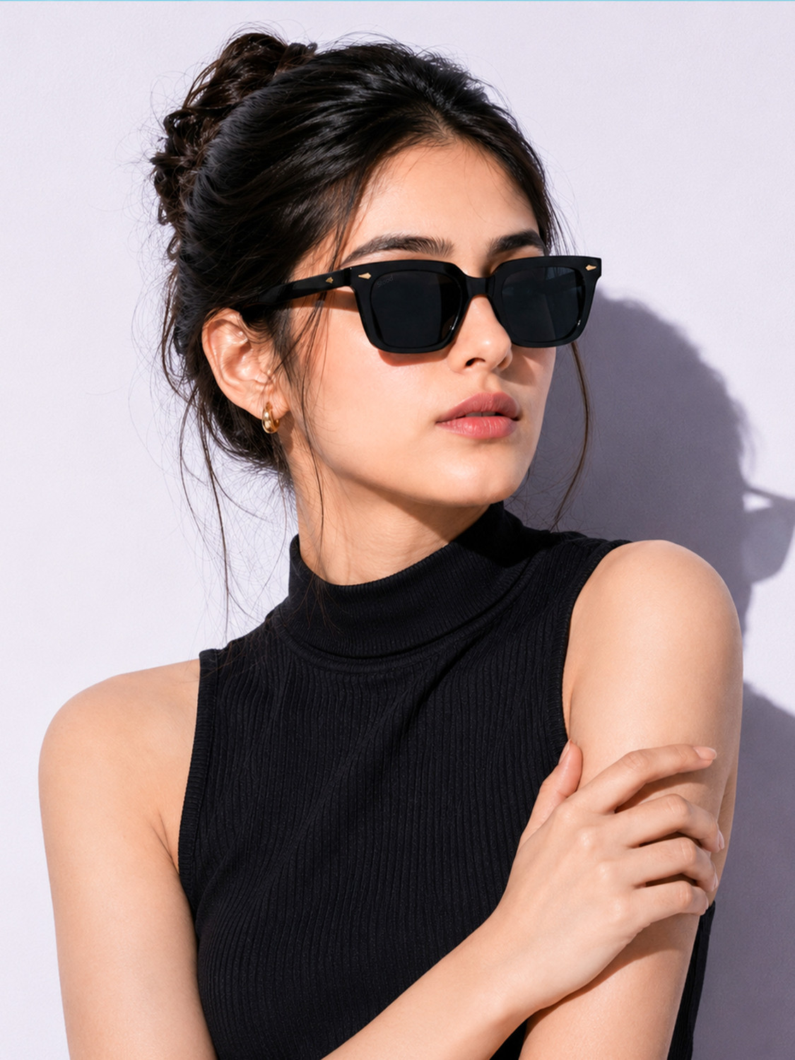 Image of Stood UV Protection Retro Square Sunglasses (49) (For Men & Women, Black)