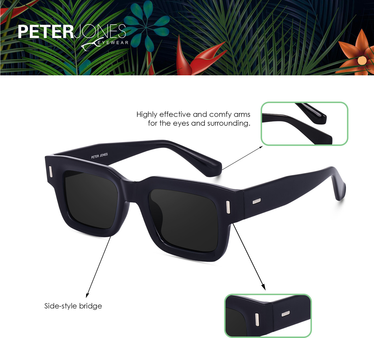Image of PETER JONES Retro Square Sunglasses