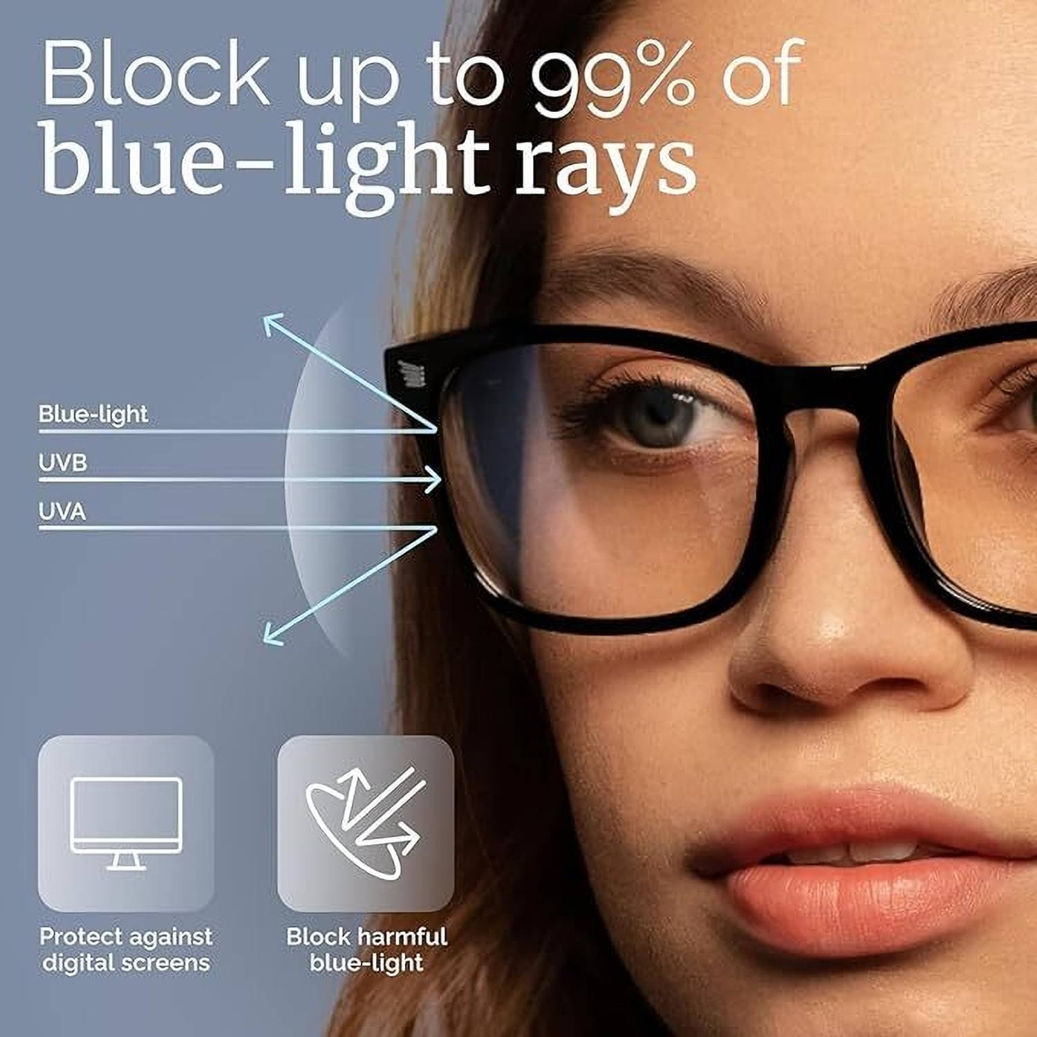 ARICKS Blue Square Frame Glasses - Image 4
