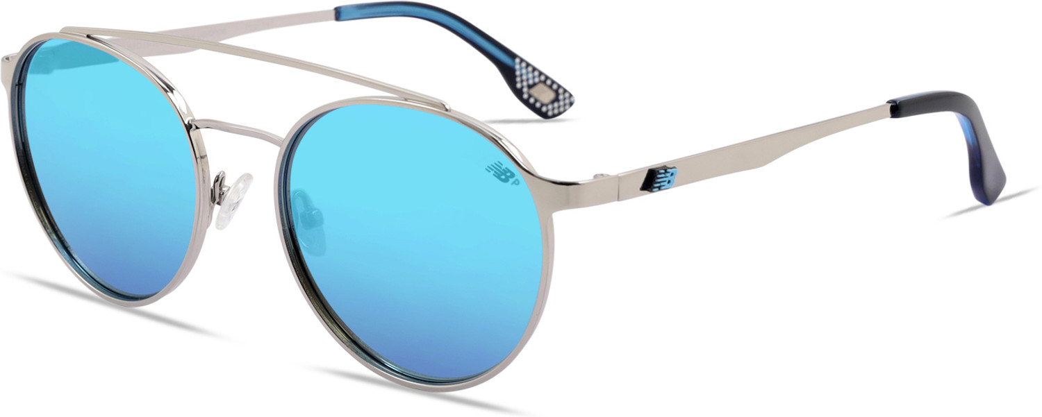 Image of New Balance UV Protection Round Sunglasses (53) (For Men, Blue)