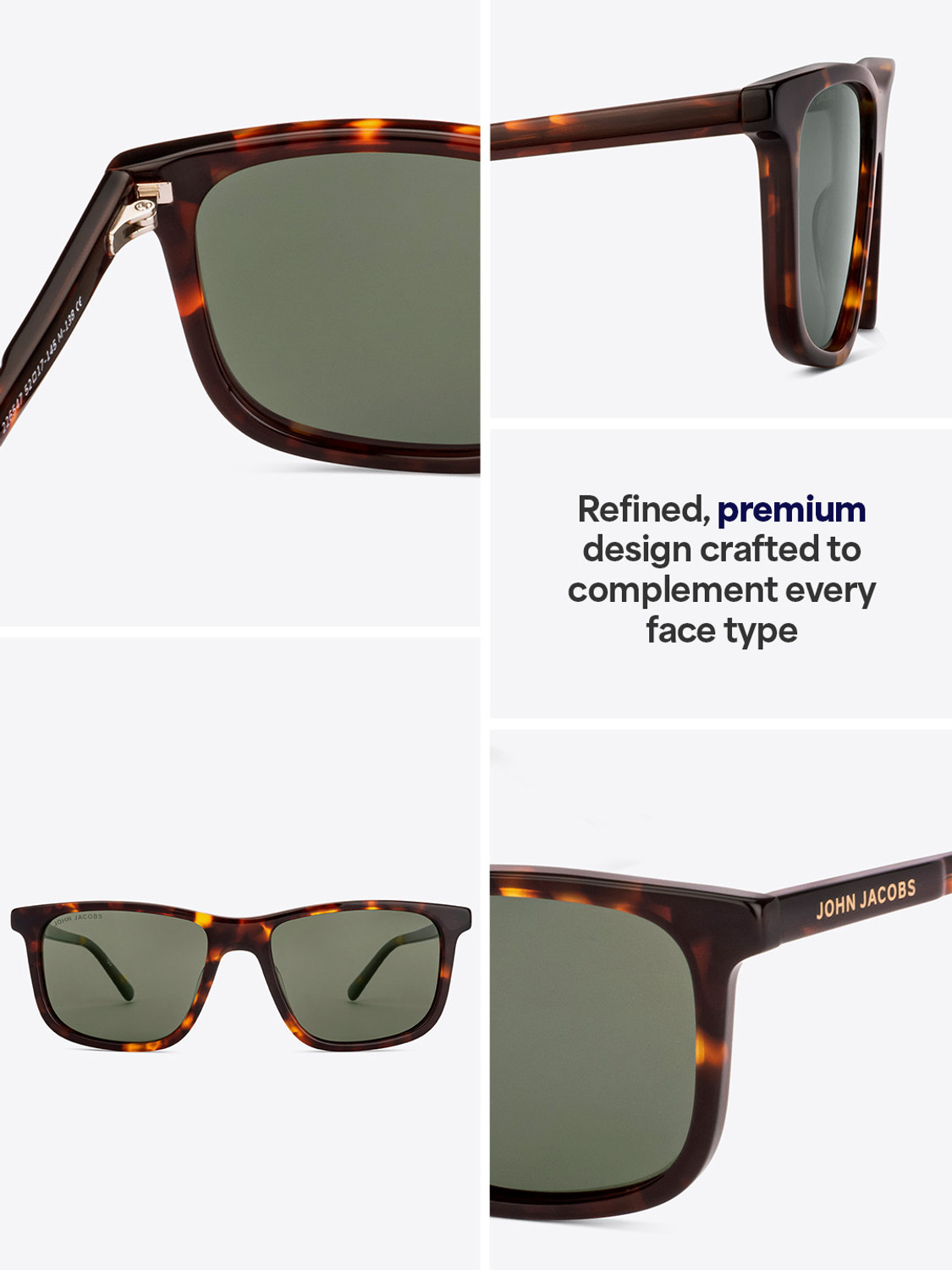 Image of john jacobs Polarized, UV Protection Wayfarer Sunglasses (52) (For Men & Women, Green)