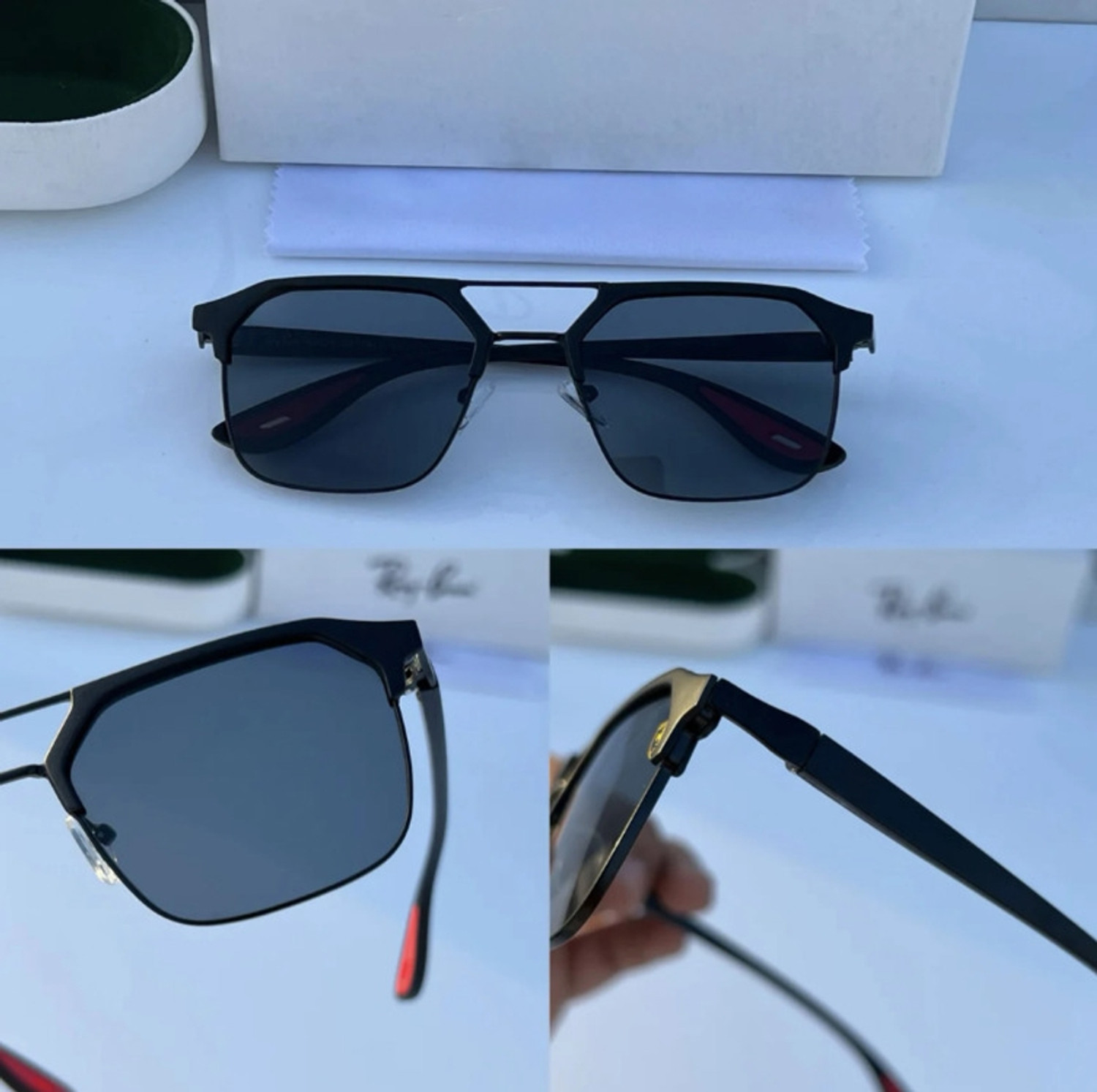 Image of Amazea UV Protection, Gradient, Toughened Glass Lens, Polarized, Gradient Wayfarer Sunglasses (Free Size) (For Men & Women, Black)