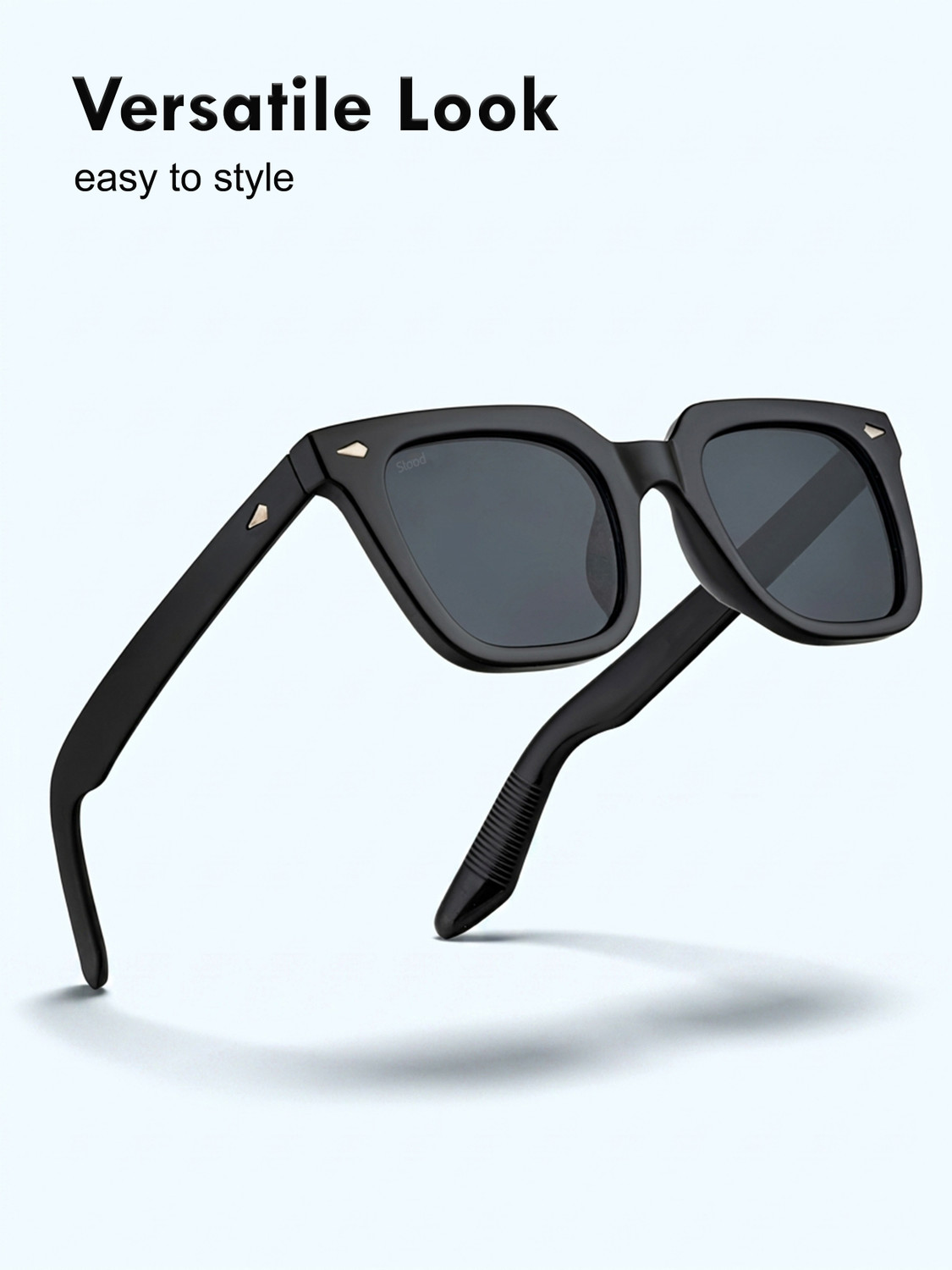 Image of Stood UV Protection Retro Square Sunglasses (49) (For Men & Women, Black)