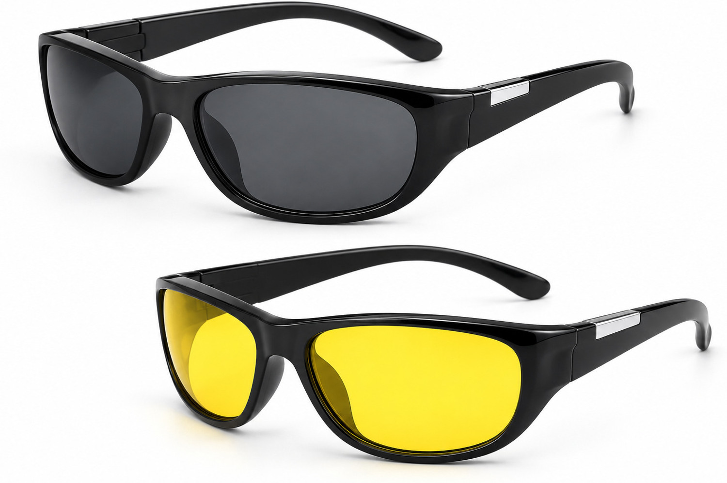 Image of Jaxz Eyewear Riding Glasses, Night Vision, UV Protection, Others Rectangular, Sports Sunglasses (Free Size) (For Men & Women, Black, Yellow)