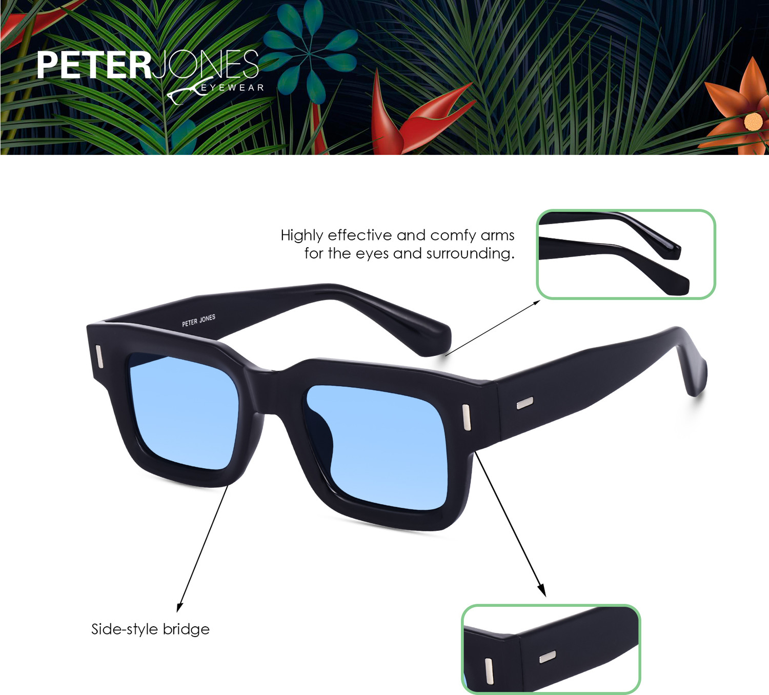Image of PETER JONES Retro Square Sunglasses